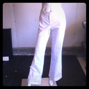 White pinstripe trousers with cute back pockets